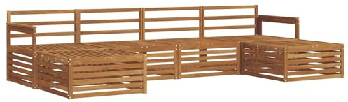 vidaXL Sofagarnituren 6 pcs Natur Massivholz Akazie, Akazienholz Sofa, Moderne Gartenmöbel, haltbare Sitzgruppe, Bequeme Möbel für Terrasse und Garten