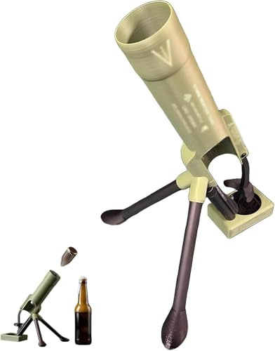 2026 Neu Mörser Flaschenöffner, Bier Bierflaschen Bieröffner Mörser Öffner, 51mm Beer Bottle Mortar Bierflaschenöffner Schwerlast Taktischer Kappenwerfer Witziger für Bars Schreibtische Regale (A)