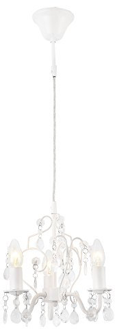 lux.pro Kristall Kronleuchter Weiß 3 x E14 Lüster Deckenleuchte Hängeleuchte Leuchte