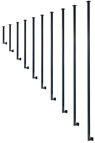 YUDE Ringhiera per scala a L in ferro battuto, tubo zincato nero, corrimano antiscivolo di sicurezza interno, adatto per scale, bar (multi-dimensioni opzionale)
