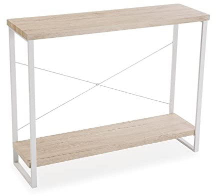 Versa Taline Schmales Möbelstück für den Eingangsbereich oder Flur, Moderner Konsolentisch, Maßnahmen (H x L x B) 80 x 30 x 100 cm, Holz und Metall, Farbe: Weiß