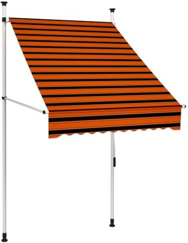 vidaXL Auvent Manuel Rétractable Auvent de Terrasse Banne de Jardin Store de Balcon Auvent d'Extérieur Ombrage des Fenêtres 100 cm Orange et Marron