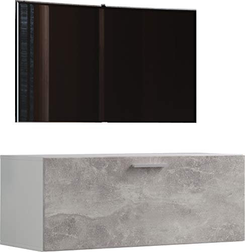 VCM TV Möbel | Wandboard | Lowboard hängend | Maße H. 40 x T. 36 cm | Wandschrank - Fernso 95, Weiß/Beton-Optik
