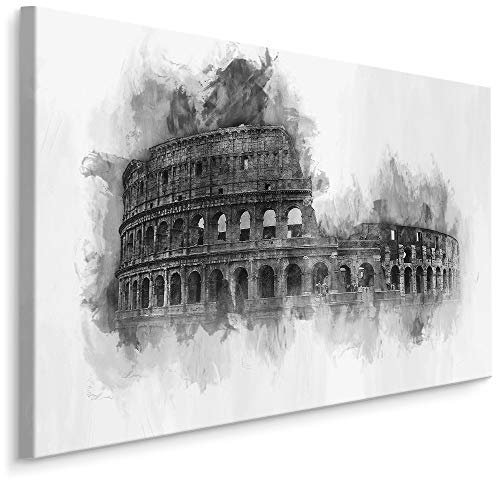 Muralo Leinwandbilder 120x80 Stadt Rom Architektur Leinwand Wandbild Kunstdruck Kolosseum Kultur Antik Gemalt Schlafzimmer Wohnzimmer Wanddekoration Design XXL 434 Br. 120 cm x Hö. 80 cm