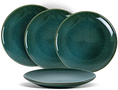 UNICASA Porzellan Tellerset, Große Salatteller Vintage Grün - 20 cm, Speiseteller Set 4-tlg Geschirrservice Tafelservice, Spülmaschinenfestes Keramik Teller