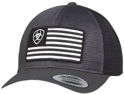 ARIAT Men's Black Charcoal Flexfit USA Flag Patch Cap