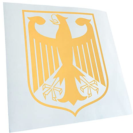 Kiwistar - Autoaufkleber - Goldchrom - 11x9cm Bundeswappen Deutschland Rahmen - Heckscheibe Auto Aufkleber wetterfest für Kfz LKW Mofa Truck - Sticker außen selbstklebend Tuning Zubehör für Fenster