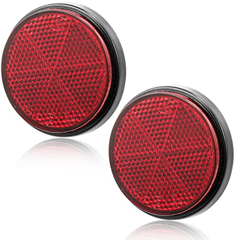 AGRISHOP 2x Catadioptrico Remolque, Remolque Catadioptrico Adhesivo,Reflectors Rojo para Remolque,Ø60mm,Catadioptrico Moto Homologado para Caravana Bicicleta Coche(Redondo/Adhesivo/Rojo/2x)