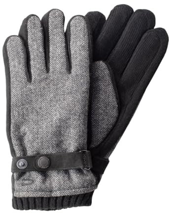 camel active Herren Handschuhe mit Lederriemen in Wolloptik Grau, menswear-M