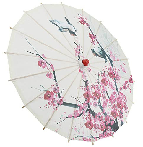 LiebeWH Ombrelle Japonaise Huilés Faits à la Main de Petite Taille pour Les Femmes Parapluie Japonais en Papier Art Chinois Parapluie de Danse Classique Fleur de Prunier