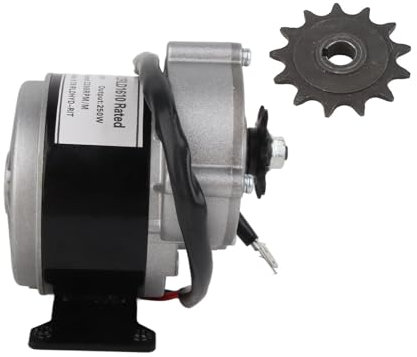BuyWeek Getriebemotor DC 24V 250W, Reduktion Elektromotor mit 13 Zahn Kettenrad, 3300RPM Getriebereduktionsmotor für Elektrofahrrad Elektroroller