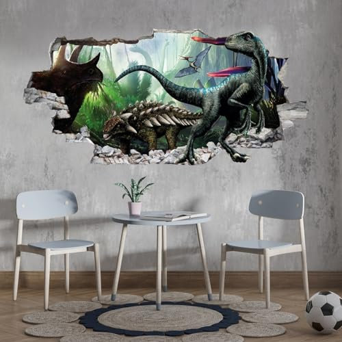 tjapalo® vz8 3D Wandtattoo Kinderzimmer jungen Deko Jungenzimmer Dino Wandtattoo Dinosaurier Wandsticker Kinderzimmer junge wandbilder dinosaurier, Größen Name: B100xH58cm