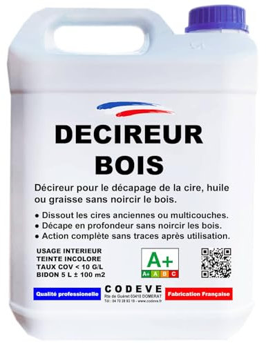 Decireur - Codeve Bois - 5 L - Intérieur - Pour Le Décapage De La Cire, Huile Ou Graisse Sans Noircir Le Bois.