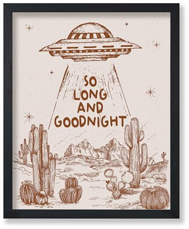 Poster Master Poster So Long And Goodnight, Retro, brauner UFO-Druck, Westernkunst, trendige Kunst, Wilder Westen, Geschenk für Sie und Ihn, Dekoration für Schlafsaal, Kinderzimmer oder Wohnzimmer,