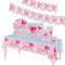 Girls Birthday Tableware Set, 82pcs Blue and Pink Princess Theme Kit for Baby Shower, Barbie Theme Party Decorations - Napkins, Plates, Cups, Tablecloth, Banner Supplies