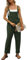 Vanchenl Salopette ample en coton et lin pour femme - Décontractée - Baggy - Réglable - Pantalon sarouel, Vert armée., L