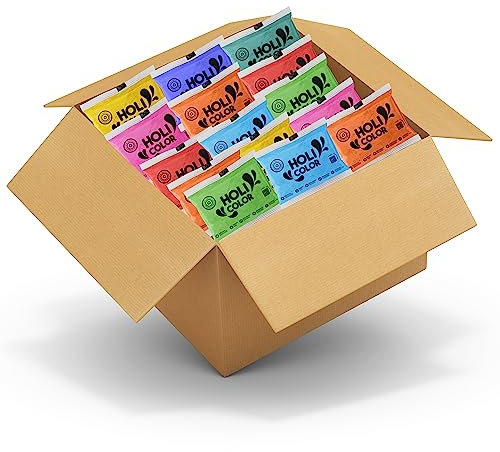 Holi Farben Pulver - Pack mit 24 Beuteln - 8 Farben - Bemale dein Holi-Fest bunt