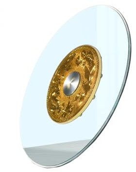 Drehteller Esstisch, gehärtetes Glas, große runde Tischplatte, drehbarer Tischfuß, runder Esstisch, transparentes Glas, runder Drehteller 100 cm (Größe: 90 cm)