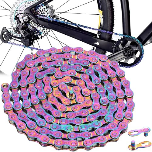 SQAQS Catena per Bici da 6 7 8 velocità, Catena per Bici Colorata con 1 Coppia di Accessori, Catena in Acciaio al Carbonio Galvanico Colorato Sensibile alla Ruggine per Mountain Bike da Strada
