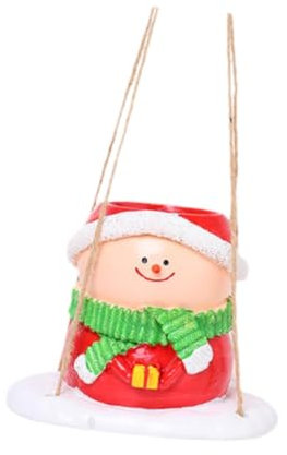 Colcolo Pot de Fleurs Suspendu en Forme de Bonhomme de Neige de Noël, décoration de Jardin, Statue Rustique en résine pour intérieur et extérieur, pour Cours,