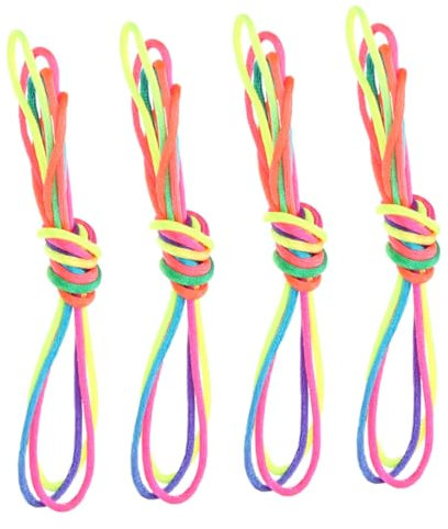 ifundom 4pcs String Rainbow Rope Colourful Finger Rope Early Educational Toy Finger Traps for Kid Multi-colour Tricks Toy Stringy Majiggy Cats Cradle Toys Finger Playthings Hand Game Cloth