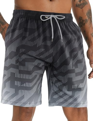 APTRO Men's Swim Trunks Swimming Shorts Board Shorts Quick Dry Beach Shorts Big and Tall Swim Shorts Black MK434 S