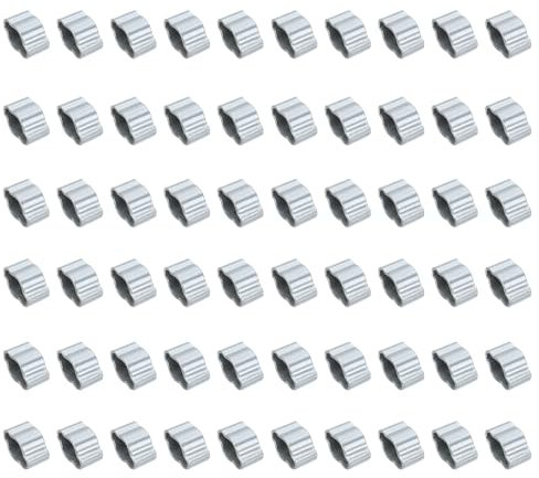 PATIKIL 60 Pack 3-5mm Double Ear Hose Clamp, Galvanized Steel O Clip Crimp Rings for Fuel Petrol Pipe Tube Fitting Connections, Silver Tone