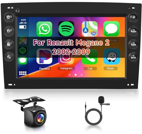 【2+64G】 Hodozzy Carplay Radio Coche paraRenault Megane 2 2002-2009, Autorrdio Bluetooth de 7 Pulgadas con Android Auto/WiFi/GPS/RDS/FM/USB+cámara de Marcha atrás