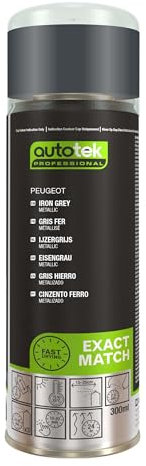 Autotek Peinture pour voiture en aérosol Professional Exact Match, Peugeot Iron Grey Metallic/Gris Fer métallisé, 300ml