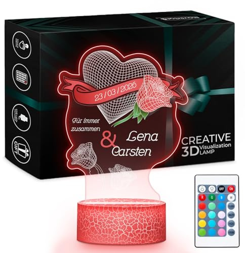 Maverton LED Lichtlampe, Hochzeitsgeschenke für Brautpaar, Deko Wohnzimmer | Digitaler Bilderrahmen mit USB-Kabel, Geschenk Hochzeit, Jahrestag Geschenk, Personalisierte Geschenke für Paare