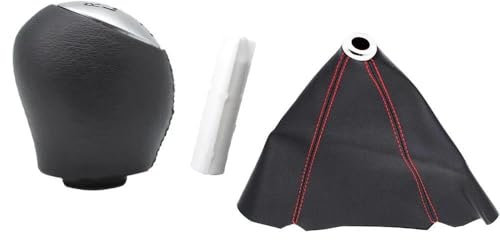 Palanca De Cambios Funda Interior para Pomo De Cambio De Marchas Varilla Palanca Bolígrafo para Renault Laguna II 2001-2008 Adaptador Manillar Cuero 6 Velocidades(Red)