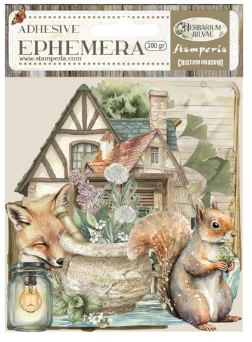 Stamperia - Ephemera for Scrapbooking, Albums, Card Making, Bullet Journalling and More, Adhesive Paper Cut Outs, Easy to Apply, Perfect for Hobbies, Crafts, and Gifting (Herbarium Silvae)