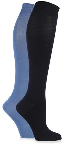 SockShop Bamboo Knee High Socks - Women's Long Socks in Plain and Striped Designs, Fun, Fashionable, Bright Colours, Soft and Breathable for Comfort, 2 Pair Pack
