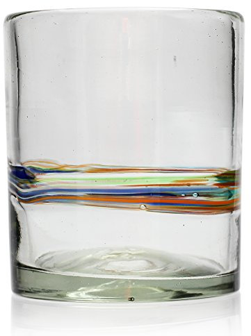 Tumia LAC Vaso Tumbler Artesanal – Vidrio Reciclado – Raya multicolor - Juego de 2