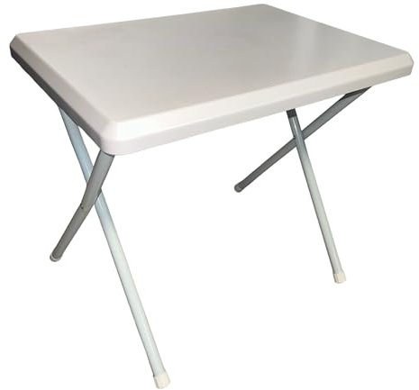 milani home BC807921 Gartentisch aus Metall und Platte aus PVC, Weiß, 51,5 x 37 x 47 cm