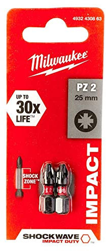 Milwaukee Bit 4932430863 (2) 25 mm PZ2 Shockwave GEN II, 1 Stück