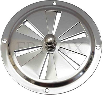 Griglia di aerazione rotonda regolabile, 128 mm, acciaio inox 316