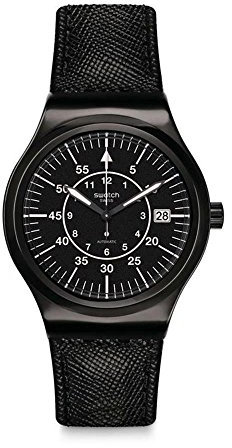 SWATCH Homme Analogique-Numérique Automatique Montre avec Bracelet en Cuir