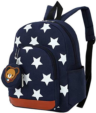 IvyH kindergartenrucksack, kinderrucksack Star Drucken Mit Bär Brieftasche Kinder Rucksack für Rucksack kindergarten Junge Babyrucksack Schultasche 2-6 jahre Schwarz