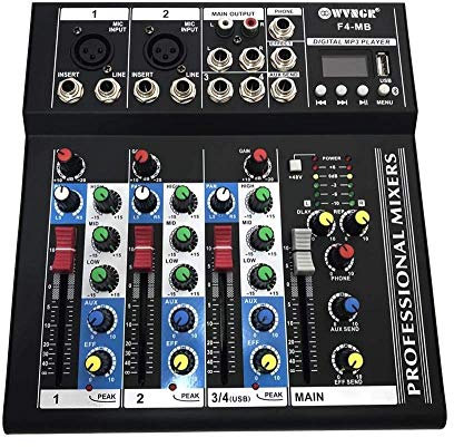 Gloriashoponline MIXER DJ 4 CH BLUETOOTH LETTORE MP3 AUDIO KARAOKE MIC USB PIANOBAR PROFESSIONALE