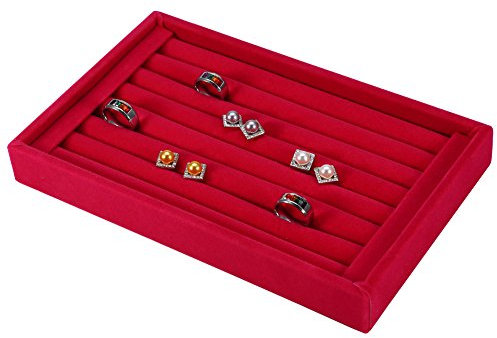Mode Ring Display Box, Schmuck Display Tray Organizer Ohrring Halter Fall Box Showcase für 7 Slots Kann 50-70 Ringe halten(4#)