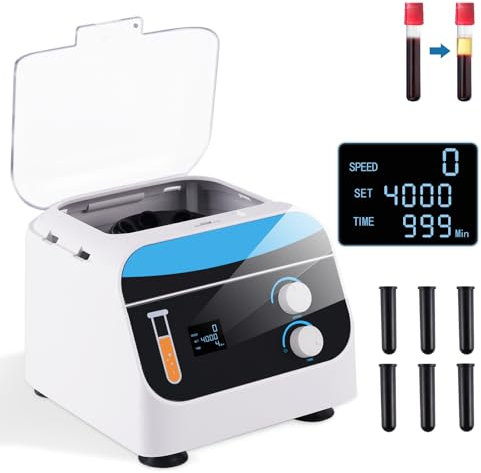 YUCHENGTECH Centrifugeuses de Laboratoire 20mlx6 Centrifugeuse de Paillasse Électrique Centrifugeuse à Basse Vitesse 0-4000 tr/min 0-999 Min 1920xg Compatible avec les Tubes à Centrifuger de 5/7/10ml