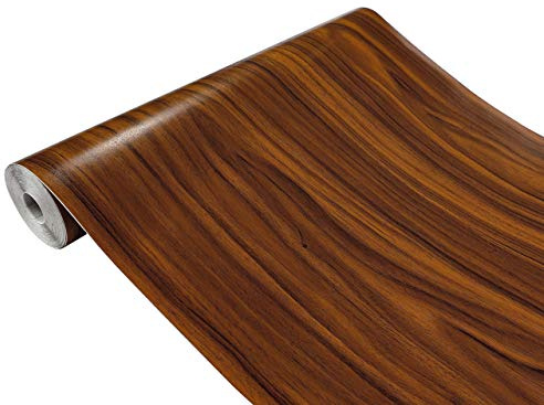 Klebefolie Möbel 90x490 cm | Möbelfolie selbstklebend in Holzoptik | Folie für Möbel zur einfachen Renovierung von Türen, Tischen und Regalen | Klebefolie dekorativ und abwaschbar | Gold Nussbaum