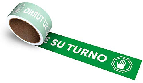 Oedim Rollo de 25 uds. De vinilos Adhesivos para Suelo | Vinilo Antideslizante | Adhesivo para Exteriores | 100x10cm con el Texto: por Favor, Espere SU Turno