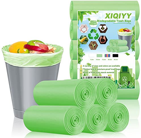 Small Bin Liners 5 Liter Biodegradable Garbage Bags 120 Count Green Kitchen Food Waste Bags Strong Pedal Bin Bags for Kitchen, Bathroom, Bedroom, Office, Car