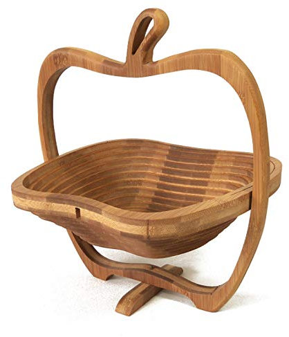 Faltkorb Apfel, Holz Obstkorb Apfel-Design Obstkorb, natürlich braun Bananenhalter Untersetzer Schneidebrett,Apple