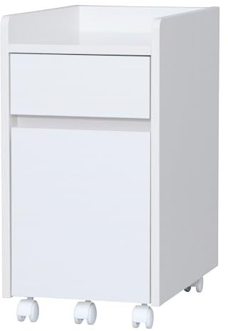 Iris Ohyama, Bürocontainer, Mobiler Aufbewahrungsschrank, mit Rollen, 2 Schubladen und 1 Regal, Dokumente & Akten, Einfache Montage, Schlafzimmer - Desk Cabinet FDK-3059- Eiche weiß