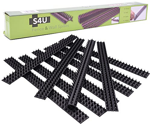 Fence Wall Spikes Garden Security Intruder Bird Cat Repellent Burglar Anti Climb 10pcs - 5m 50 x 4.5 x 1.5cm (1 Pack, Black)