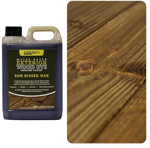 Littlefair's Tinte para Madera Exterior 2.5ltr-Acabado Premium, Fácil de Usar y Limpiar Tinte Madera- Basado en Agua, Seguro y Ecológico - Disponible en Muchos Colores - Color: Roble besado por el sol