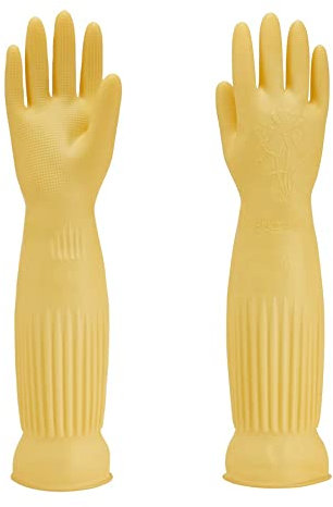 MIN-XL Gummi-Spülhandschuh, wasserdicht und ölbeständig, geeignet für Küchenreinigung, Wäsche, Haushaltsreinigung, Geschirrspülen, Autowäsche, Innen- und Außenreinigung, Haustierpflege usw (Gelb, L)